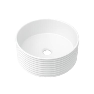Imagem de Cuba de Apoio Slim Redonda Sem Válvula para Banheiro Louça Cerâmica 38cm Labradorita Pingoo.casa - Branco