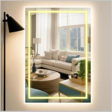 Imagem de Espelho Retangular Touch Jateado Com Led 90x60 Banheiro Luxo - Group R