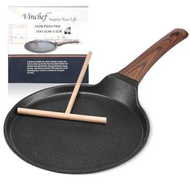Imagem de Vinchef Frigideira de crepe antiaderente, frigideira de 25,4 cm para omelete Dosa Tawa, panqueca crocante, frigideira, sem PFOA e compatível com indução