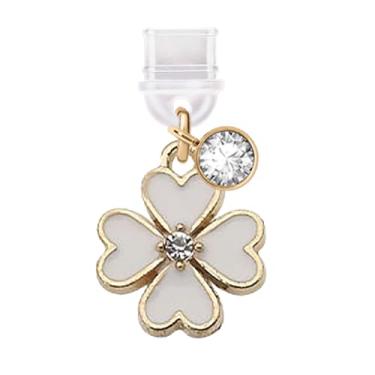 Imagem de ELISE & FONDA TP745 Tipo-C porta de carregamento plugue antipoeira Little Love pingente de telefone celular trevo em forma de coração para iPhone 15/16/Samsung/OnePlus/Xiaomi/oppo telefones Android