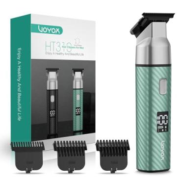 Imagem de VOYOR Aparador de cabelo masculino profissional sem fio T-Blade aparador de barba recarregável aparador de barba 3 pentes guia kit de corte de cabelo com visor LCD HT310 (verde)