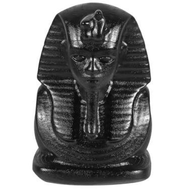 Imagem de Nupuyai Estátua egípcia esculpida à mão para decoração de casa, estatueta de cristal obsidiana preta natural para decoração de escultura em pedra para Fengshui