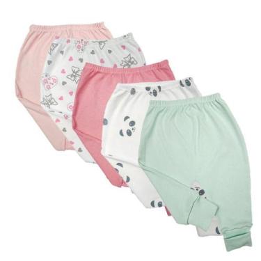 Imagem de Kit Roupa de Bebê 5x Calça Mijão Liso e Estampado Vira Pé - Koala Baby