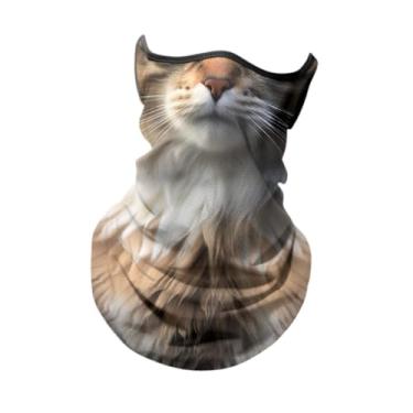 Imagem de RNXRZANK Bandana Máscara Facial Protetora de Pescoço Leve Balaclava Proteção Solar Protetor Facial Cachecol para Homens Mulheres Pesca, Gato