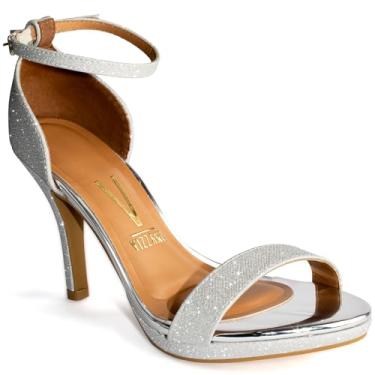 Imagem de Sandália Vizzano Feminina Salto Alto Fino Moda Original (Prata, BR, Adulto, Numérico, 36)