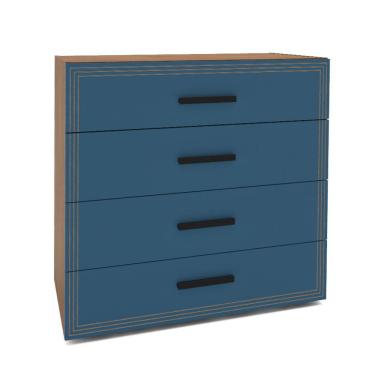 Imagem de Cômoda Valência 4 Gavetas Azul e Freijó