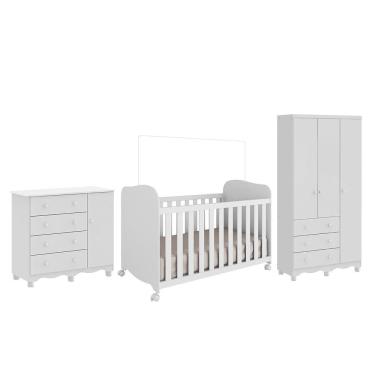 Imagem de Dormitório Infantil Júnior Guarda Roupa 3 Portas, Cômoda 1 Porta e Berço Uli - Móveis Peroba