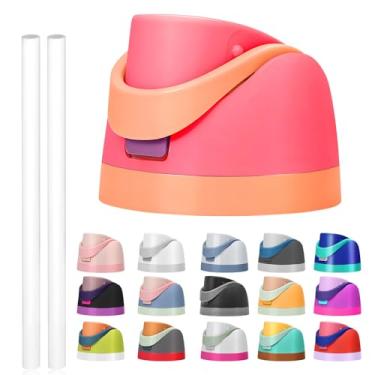 Imagem de Tampa de substituição para Owala Freesip, compatível com Owala Cup 473 ml, 680 g, 946 ml, 1,134 g, acessório de substituição e canudos, à prova de vazamento, livre de BPA (Orangepink)