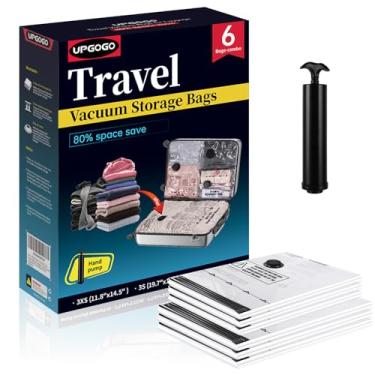 Imagem de UPGOGO Sacos de vácuo de viagem para bagagem com bomba de mão, sacos de vedação a vácuo para roupas, compressão de cubos de embalagem, navio de cruzeiro e essenciais de viagem (pacote com 6)