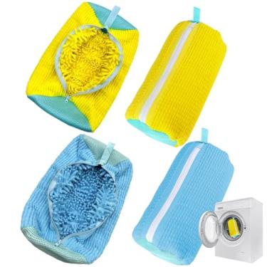 Imagem de Ogetok 4 peças bolsa reutilizável para máquina de lavar e secar roupa, bolsa de limpeza 360° com zíper e gancho para tênis, tênis de corrida de lona