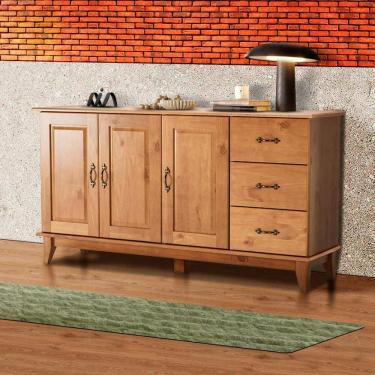 Imagem de Buffet Aparador Rústico Madeira Maciça 3 Portas 3 Gavetas Bella JM Móveis