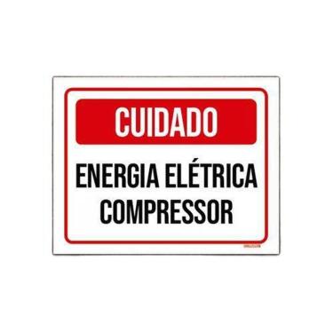 Imagem de Kit 5 Placa Sinalização Cuidado Energia Elétrica Compressor