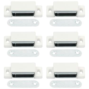 Imagem de Jersvimc 6 peças de ímãs magnéticos para porta de armário, trava magnética para gaveta, obturador magnético, ferragens para armário, armário, banheiro (branco)