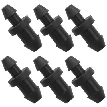 Imagem de Murtenze Pacote com 300 plugues de irrigação por gotejamento, plugues pretos Goof Hole 1/4 polegada, plugue de extremidade de tubo farpado para sistemas de gramado de jardim doméstico