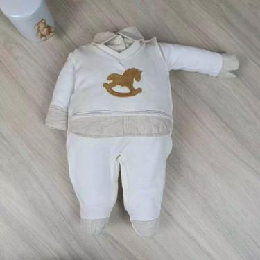 Imagem de Macacão Bebê Menino Cavalinho com Bordado Delicado - Bia Melancia, P