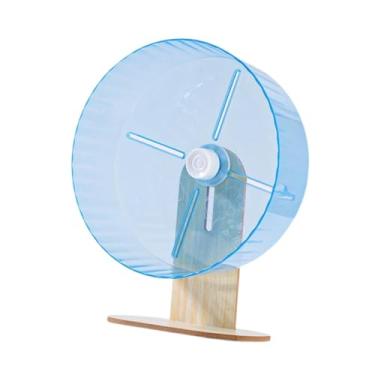 Imagem de IEUDNS Roda giratória silenciosa para hamster com suporte de madeira, fácil de limpar, estável, funcionamento silencioso para ratos, hamsters, ratos, anões e, Azul
