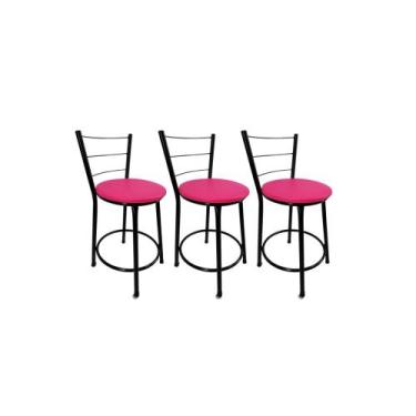 Imagem de Kit 3 Banqueta Balcão Baixa Preto Bar Gourmet Cozinha Lazer Área - For