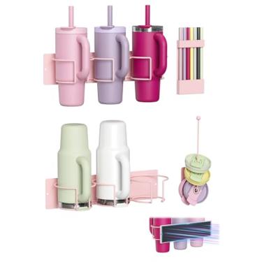 Imagem de Mustry Suporte magnético Stanley para geladeira, suporte de garrafa de água para Stanley 1,134 g, 850 g, acessório de armazenamento magnético Stanley organizador de canudo com tampa de copo para