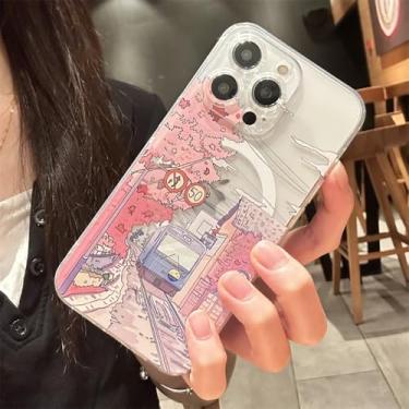 Imagem de Roemary Capa de trem rosa para iPhone 16 Pro Max com design MagSafe, capa de telefone de TPU transparente transparente com carregamento magnético sem fio para iPhone 16 Pro Maxs 6,9 polegadas (trem)