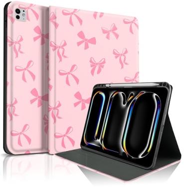 Imagem de TopPerfekt Capa para iPad Pro de 11 polegadas M4 2024 (5ª Geração), gravata borboleta rosa fofa chique adorável com suporte para despertar/dormir automático para crianças, meninos, meninas