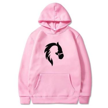 Imagem de Blusa Moletom Feminino Capuz Canguru Crina de Cavalo JDK383 - JOHN CAT