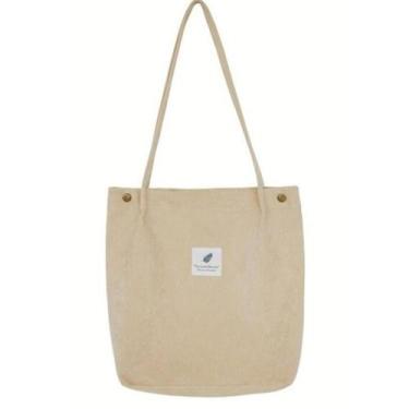 Imagem de Bolsa Feminina Ombro Veludo Grande Espaçosa Viagem Mulher - Alwy, Bege