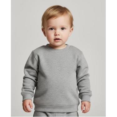 Imagem de Blusa Moletom Infantil Bebe Flanelado Cinza Punho Basico 1 A 3 Anos Un