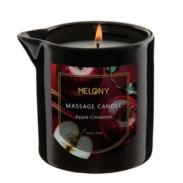 Imagem de MELONY Vela de massagem de luxo – Velas de óleo corporal hidratantes para relaxamento muscular, spa em casa, 230 g (maçã e canela)