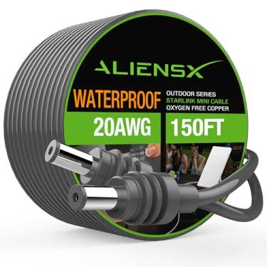 Imagem de ALIENSX Cabo de alimentação CC para Starlink Mini, cabo de substituição confiável para Starlink Mini extensão de cabo acessórios externos à prova d'água, cinza (46 m/150 pés)