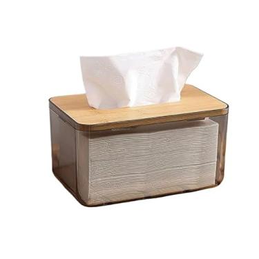 Imagem de Porta Lenço Guardanapo Tampa de Bambu Decoração Moderno Transparente