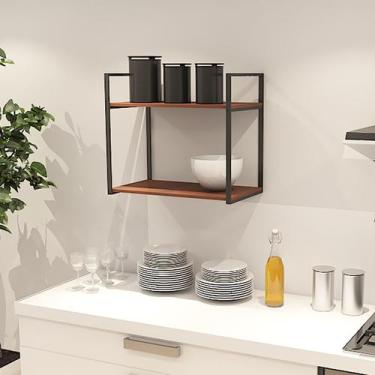 Imagem de Prateleira Industrial Parede ou Suspensa Aço e Madeira 50x40x60cm - Do