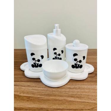 Imagem de Kit Baby Higiene Pandinha c/bandeja Nuvem Colorida - Senior, Branco