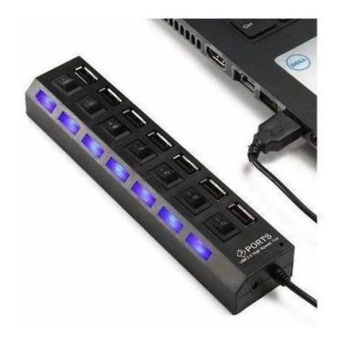 Imagem de Hub USB 2.0 7 Portas Com Led Indicador E Botão Liga/Desliga - MKB