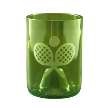 Imagem de Taças recicladas para garrafa de vinho de tênis - borda polida de fogo suave (conjunto de 2) Presente de tênis - Copo de vidro - Copo de água - Copo de tequila de uísque de vinho - Copo - Copos