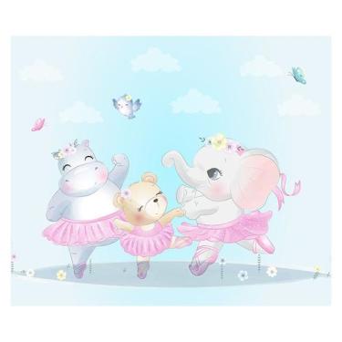 Imagem de Papel de Parede Adesivo Infantil Bailarinas Animais Bebe Quarto Menina