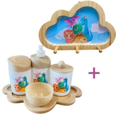 Imagem de Kit Higiene Dino Baby Juntos + Cabideiro Infantil Nuvem - Senior, Made