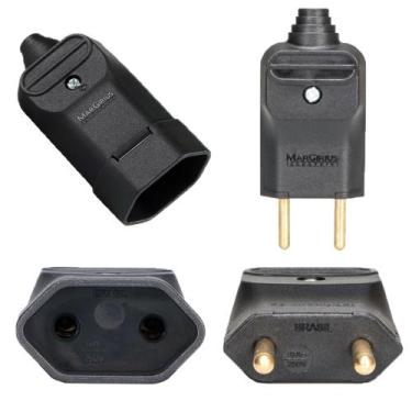 Imagem de 20 Plug Macho 2 Pinos 10a + 20 Tomada Femea 2 Pinos 20a - MARGIRIUS