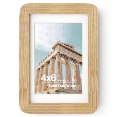 Imagem de Porta-retratos FLYJOE em madeira maciça de carvalho 10x15cm com tapete