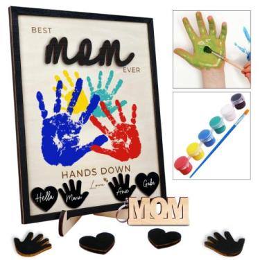 Imagem de Kit de impressão manual DIY Best Mom Ever com tintas e molduras não tó