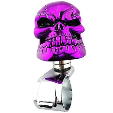 Imagem de Volante em forma de caveira Lunsom, rodinha, resina, alça de controle de alça, impulsionador, botão de suicida, auxiliar de viragem de carro, ajusta o veículo universalLensuntom roxo DW661P