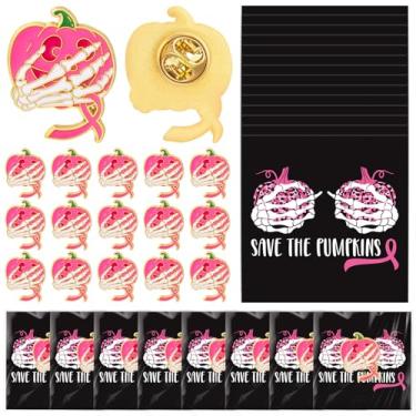 Imagem de Ferreve Conjunto de 50 presentes de conscientização do câncer de mama para mulheres alfinetes de lapela rosa cartões lembrancinhas de festa para mulheres homens decoração de festa