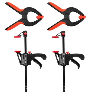 Imagem de Kit 4 Grampo Prendedor 9 polegada e Sargento Tipo F 150x45mm Aperto Rápido