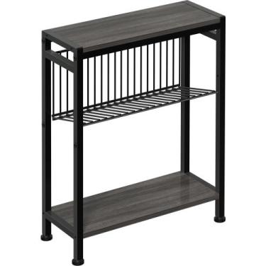 Imagem de Mesa final Homedawn de 3 camadas, lado estreito, com porta-revistas, c