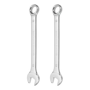 Imagem de HARFINGTON 2 peças chave de combinação 15 mm caixa métrica de 12 pontos e chave inglesa de extremidade dupla CR-V de extremidade aberta para reparo de máquinas de móveis de tubos automotivos, faça