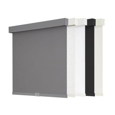 Imagem de AOSKY Persianas blackout sem fio para janelas, persianas free-stop com sanefa, tecido com isolamento térmico, proteção UV, persianas de tecido natural para casa e escritório (85 cm L x 182 cm A, cinza