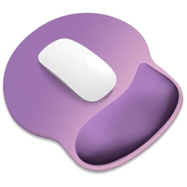 Imagem de ITNRSIIET Mouse pad ergonômico com descanso de pulso de espuma viscoelástica mais amplo + 17% - almofada curva reduz a pressão em 20%, alívio da dor, antiderrapante, suave, cores fofas, 25 x 23 cm