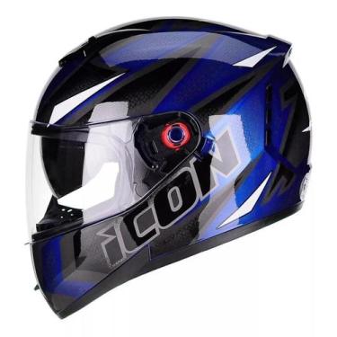 Imagem de Capacete Moto Peels Icon Fast Preto Azul Viseira Interna solar, 62