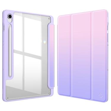 Imagem de Capa híbrida Fintie, para Samsung Galaxy Tab S10 FE/ S9 FE 5G 10,9 polegadas/Tab S9 11 polegadas, Suporte para caneta S, Antichoque, Transparente, Despertar/hibernar Auto, Fantasy Ombre
