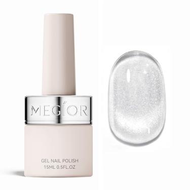 Imagem de MEGIOR Esmalte de gel de olho de gato Crystal Stardust 15 ml prata glitter holográfico magnético com ímã de imersão UV/LED Nail Art Salon Manicure DIY em casa