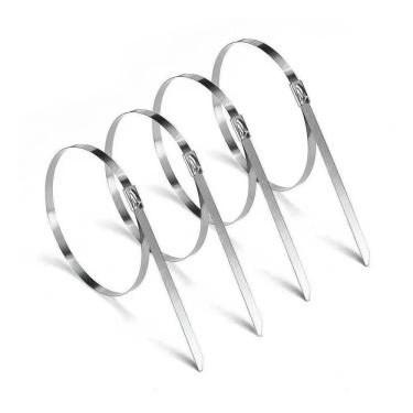 Imagem de 2X 100X Enforca Gato Aço Inox Abraçadeira Metal Zip Tie 30Cm